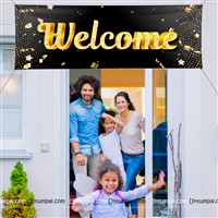 Black Welcome home Banner ( 6ft x 2 ft)