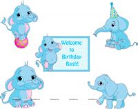 Circus Elephant Birthday theme Posters pack