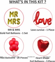 Mr and Mrs Foil Balloon Room Decor Kit
