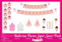 Ballerina theme Super saver birthday decoration kit (Pack of 58 pieces)