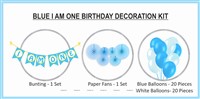 Boy 1st Birthday paper fans kit 