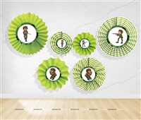 Army Theme Paperfan Decorations Pack of 6
