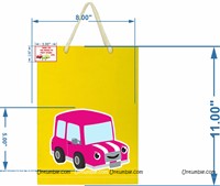 Car theme Yellow gift bag with tag (set of 6 )
