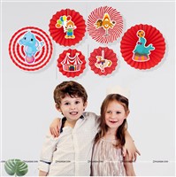 Circus Theme Paper fan Decorations