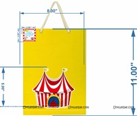 Circus theme Yellow gift bag with tag (set of 6 )