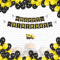 Construction Theme Bunting , Topper and Balloons 