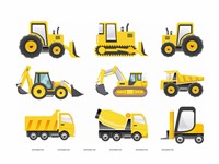 Construction truck posters (Pack of 9)