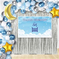 Blue Cradle Ceremony Backdrop Banner Kit (Pack of 66 pcs)