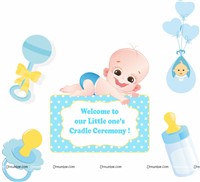Baby Boy Cradle Ceremony Paper Fans Kit 