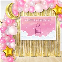 Pink  Cradle Ceremony Backdrop Banner Kit (Pack of 66 pcs)