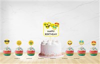 Emoji Theme Cake & Cup Cake Topper