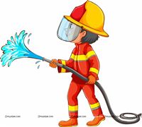 Fireman with water hose