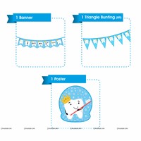 Blue First Tooth Banner, Triangle Bunting and Tooth Poster Kit (Pack of 3)