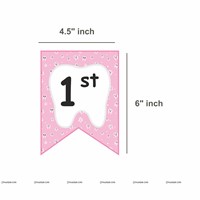 Pink First Tooth Banner and Cake Topper Kit (Pack of 2 Pcs)