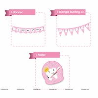 Pink First Tooth Banner, Triangle Bunting and Tooth Poster Kit (Pack of 3)