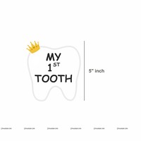 Blue First Tooth Banner and Cake Topper Kit (Pack of 2 Pcs)