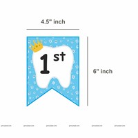 Blue First Tooth Banner, Cake Topper and Poster Kit ( Pack of 4)