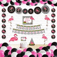 Black Flamingo Theme Paper Fan Kit