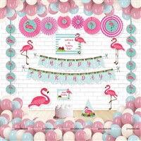 Flamingo Theme Paper Fan Kit