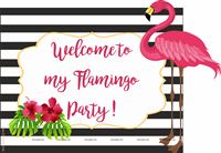 Flamingo welcome poster black stripes