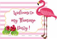 Flamingo Welcome Poster pink stripes