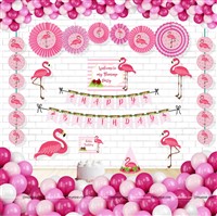 Pink Flamingo Theme Paper Fan Kit