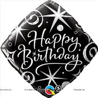 Black Happy birthday Foil balloon