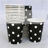 Black & White polka paper cups (Pack of 20)