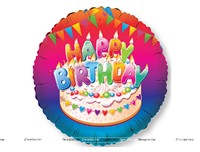 Happy Birthday round foil with cake