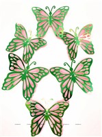 Green and Pink Butterfly Party Decor Stickers- 1 Set