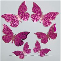 Dark Pink Butterfly Party Decor Stickers- 1 Set