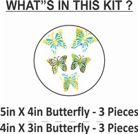 Gold & Lightblue Butterfly Decor Stickers- 1 Set