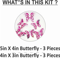 Silver and Pink Butterfly Party Decor Stickers- 1 Set