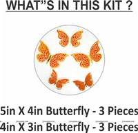Orange Color Butterfly Party Decor Stickers- 1 Set