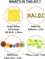 Haldi Foil Balloon and Paper Fan Curtain Kit with Photo Props