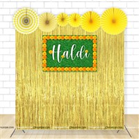 Haldi Foil Kit with Backdrop and Paper Fans