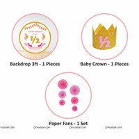 Half Birthday Backdrop and paper Fan Kit  ( Pink )