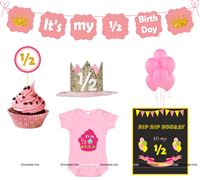Pink Half Birthday Romper kits for a baby girl