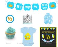 Boy Half Birthday party kit in Blue