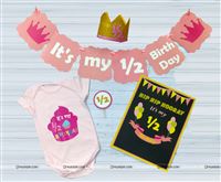 Pink Half Birthday Romper kits for a baby girl