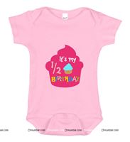 Pink 1/2 Birthday Printed Baby Romper / Onesie for Girls