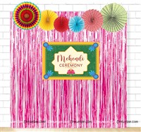 Mehendi Foil Kit with Backdrop and Paper Fans - Pink