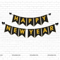 New Year Banner and Swirls Kit with Balloons