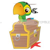 Parrot with treasure chest poster
