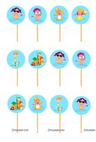 Pool theme cup cake toppers 