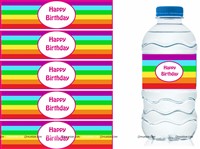 Rainbow Birthday theme Water bottle wrappers