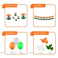 Tricolour Independence Republic Day Decor Kit (Pack of 43 pcs)