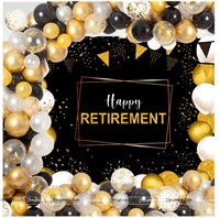Black and Gold Retirement Balloon Arch Kit 