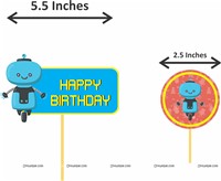 Robot Theme Cup Cake Toppers (Pack of 12)