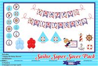 Sailor Super saver birthday decoration kit (pack of 58 pcs)